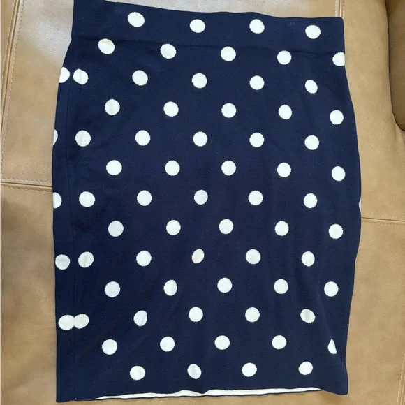 Chaps Navy and White Polka Dot Pencil Skirt - Picture 2 of 6